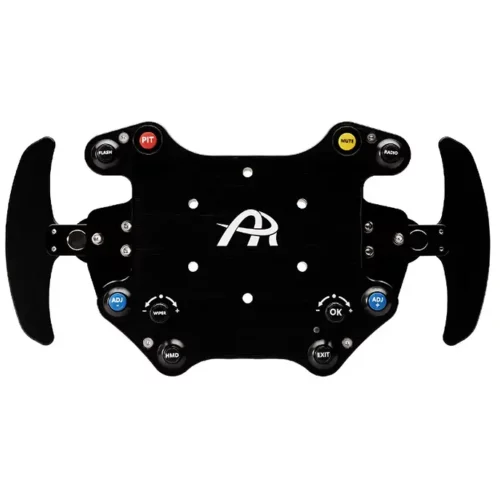 Ascher racing button boxes Front render of a black sim wheel plate on a white background the Asher Racing B24L SC Button Box Steering Wheel Plate